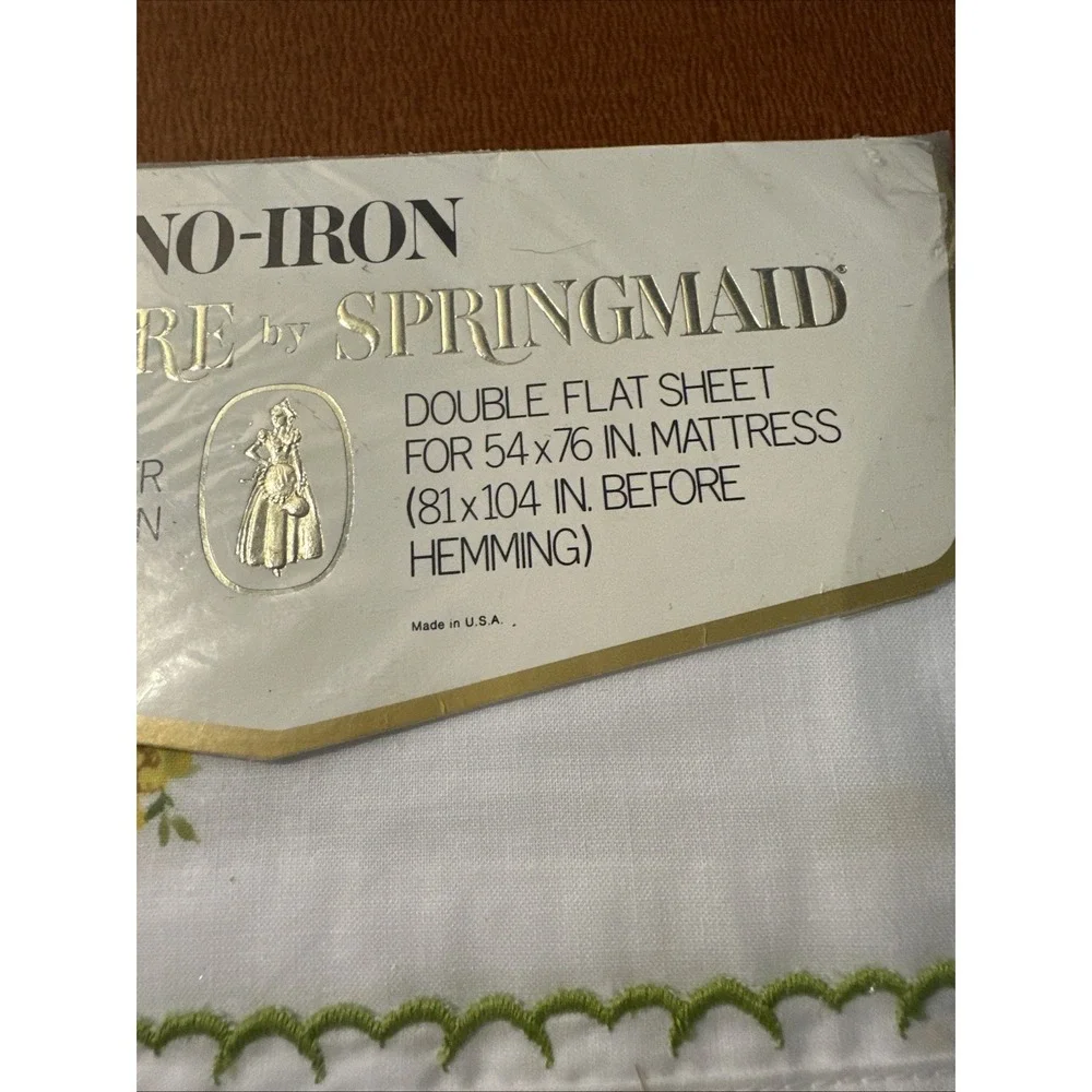 Vintage Springmaid Marvelaire Double Flat‎ Sheet Yellow Roses NIP